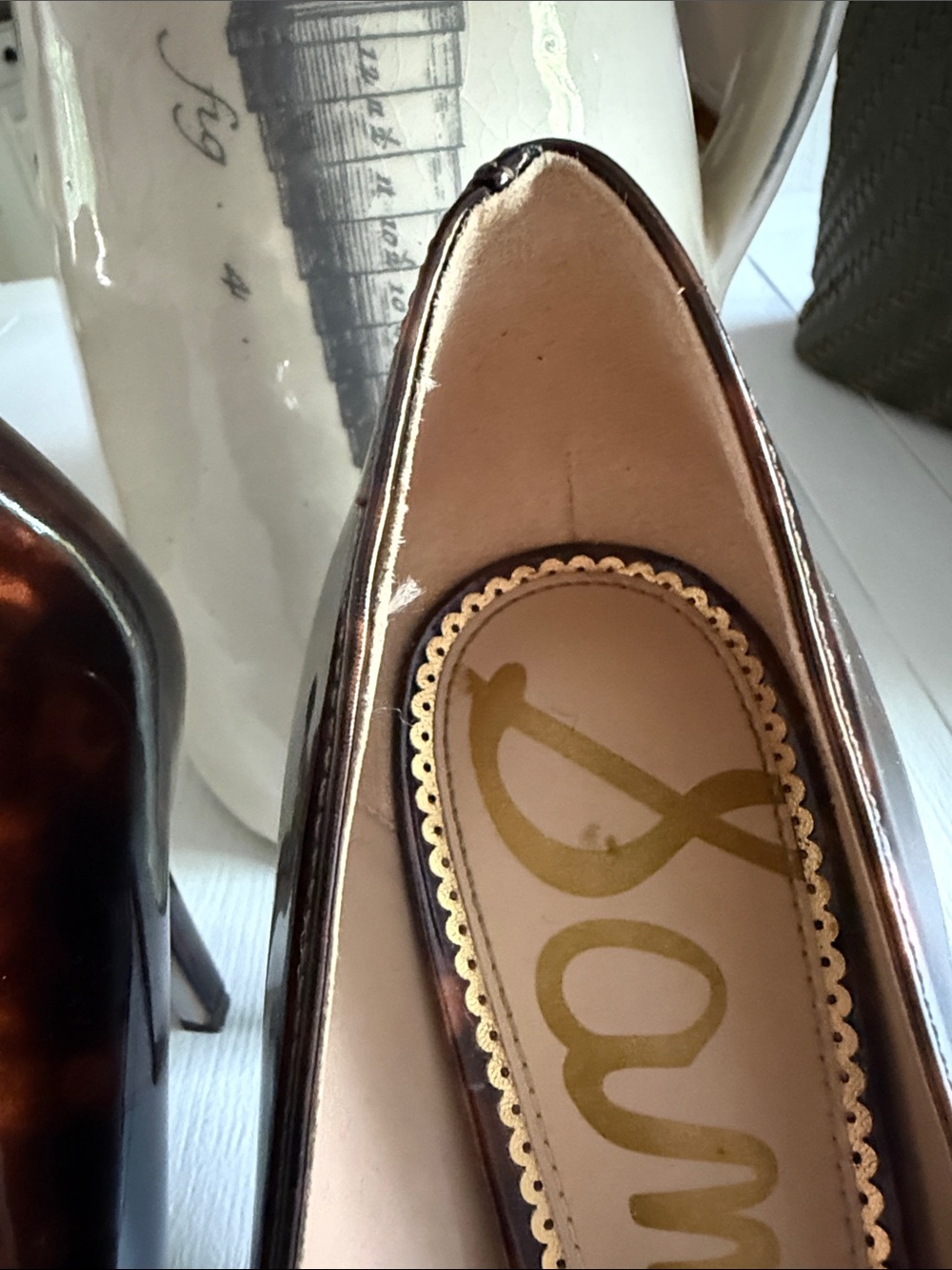 Sam Edelman Women's Tortoiseshell Brown Pointed-Toe Pumps - Picture 10 of 12